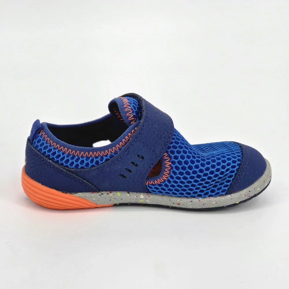 Merrell Bare Steps H2O Kids Sneaker 9W Blue Orange Water Shoe Wide Toe Box EUC